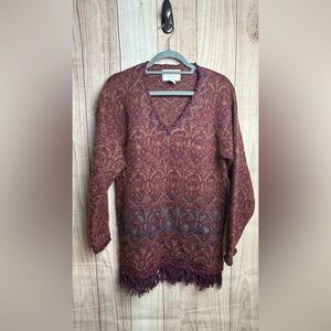 Vintage Express Tricot Women's Multicolor Wool Blend V-Neck Sweater